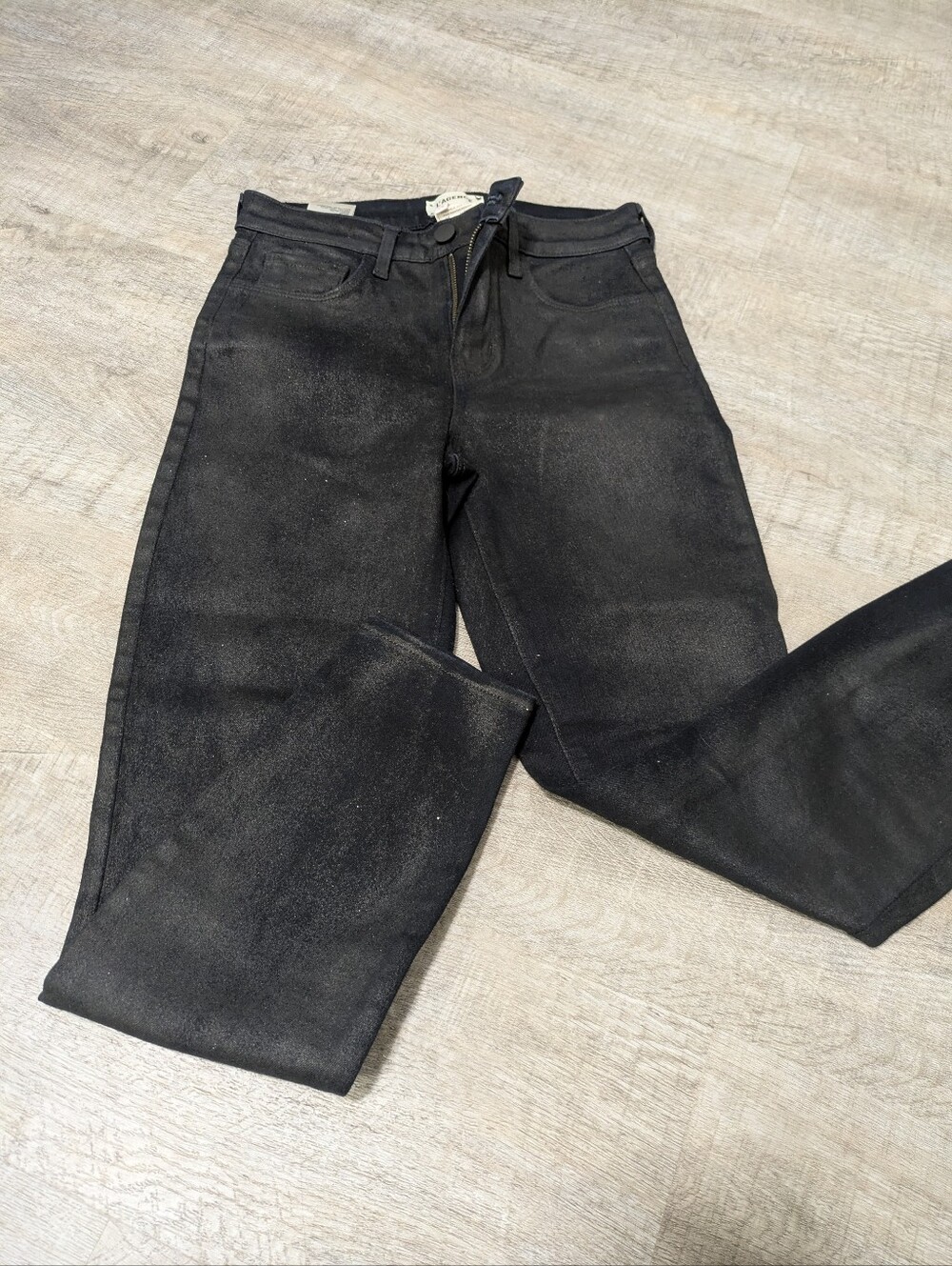 L'Agence Black Coated Skinny Jeans Size 25